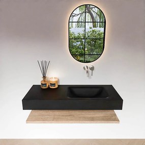 Zaro Alan badmeubel 110cm met planchet washed oak en vrijhangende wastafel cloud rechts zonder kraangat urban