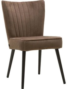 Goossens Eetkamerstoel Rob bruin velvet stof leuning, urban industrieel