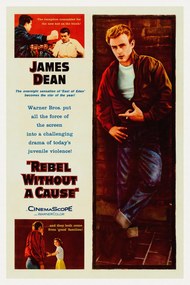 Kunstdruk Rebel without a cause, Ft. James Dean (Vintage Cinema / Retro Movie Theatre Poster / Iconic Film Advert), (26.7 x 40 cm)