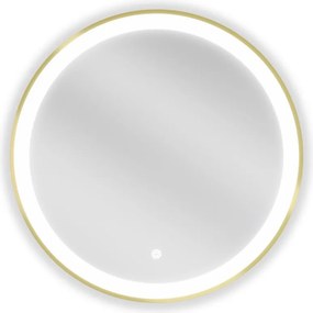 Mexen Esso verlichte badkamer spiegel, rond 60 cm, LED 6000K, anti-condens, gouden frame - 9825-060-060-611-50