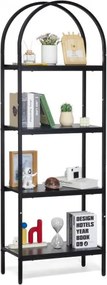 VEVOR Metalen boekenkast, 4-laags gebogen industriële boekenkast, kleine vintage opbergboekenplank met open planken, vrijstaande displayplank als opbergrek, voor de woonkamer