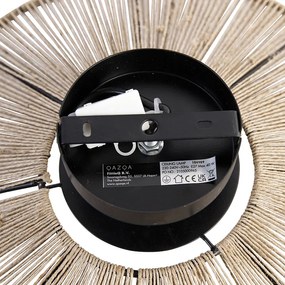 Landelijke plafondlamp zwart met touw - Sacha