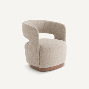 Draaifauteuil met walnoten onderstel, mêleestof, Jesper