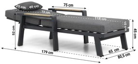 Lifestyle Garden Furniture Marseille Ligbed Verstelbaar Aluminium/teak Grijs