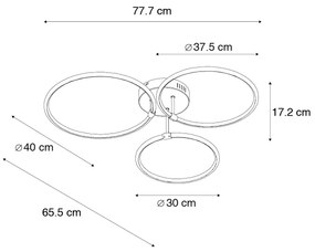 Plafondlamp zwart incl. LED 3-staps dimbaar 3-lichts - Joaniqa Modern rond Binnenverlichting Lamp