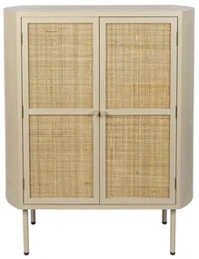 Beige Wandkast Met Rotan Deuren - 80x38x100cm.