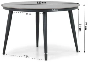 Tuinset 4 personen 120 cm Aluminium/wicker Zwart Lifestyle Garden Furniture Toledo/Vienna