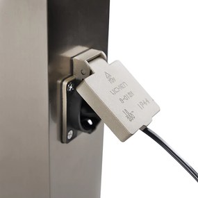 Buitenlamp staal incl stopcontact IP44- Malios met grondpin en kabelmof