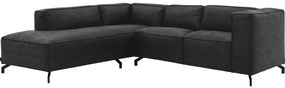 Goossens Bank Calvin antraciet, micro leer, 2-zits, modern design met ligelement links