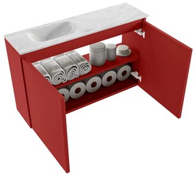 Mondiaz Ture DLux toiletmeubel 80cm fire met wastafel opalo links zonder kraangat