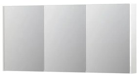 INK SPK2 Spiegelkast - 160x14x74cm - 3 deuren - dubbelzijdige Spiegel - schakelaar en stopcontact - MDF lak wit hoogglans 1105506