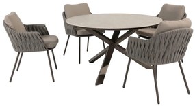 Taste by 4 Seasons Cannes tuinset terre met Prado tafel 130 cm Tuinstoel   bruin weerbestendig