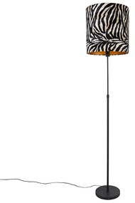 Stoffen Vloerlamp zwart kap zebra dessin 40 cm verstelbaar - Parte Klassiek / Antiek E27 Binnenverlichting Lamp