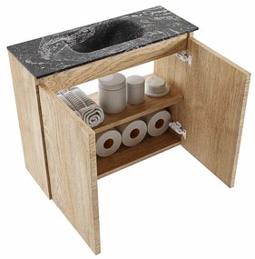 Mondiaz Ture DLux toiletmeubel 60cm washed oak met wastafel lava midden zonder kraangat