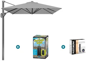 Platinum Voyager zweefparasol T1 3x2 m. - Light Grey met ingraafvoet en hoes