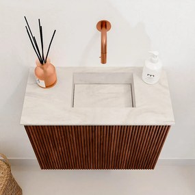 Mondiaz Joya DLux 50cm toiletmeubel ruby met wastafel faye rechts zonder kraangat ostra