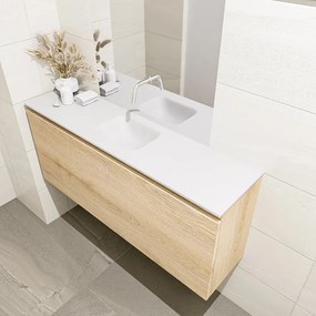 Mondiaz Olan 120cm toiletmeubel washed oak met wastafel talc midden geen kraangat