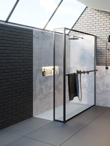 Riho Lucid GD402 douchewand met zijwand 120x200cm matzwart