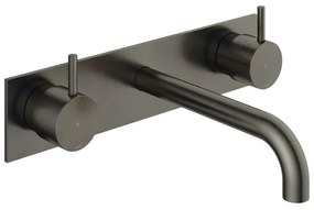 Hotbath Cobber afbouwdeel wastafelmengkraan met achterplaat en 18 cm uitloop verouderd ijzer CB006TEXT18AI