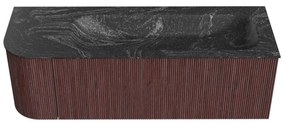 Mondiaz Kurve-dlux 135cm badmeubel ronding links ruby met 1 lade en deur en wastafel big medium rechts zonder kraangat lava