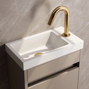 Brauer Gold Carving opbouw fonteinkraan met gebogen uitloop goud geborsteld PVD