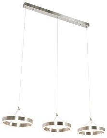 Eettafel / Eetkamer Hanglamp staal langwerpig incl. LED 3-staps dimbaar 3-lichts - Lyani Design rond Binnenverlichting Lamp