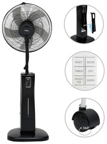 vidaXL Mistventilator staand met afstandsbediening zwart