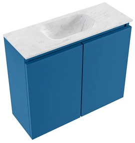 Mondiaz Ture DLux toiletmeubel 60cm jeans met wastafel opalo midden met kraangat