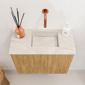 Mondiaz Joya DLux 50cm toiletmeubel oak met wastafel faye rechts zonder kraangat ostra