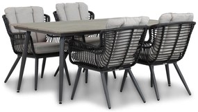 Tuinset 4 personen 180 cm Wicker/Aluminium/Aluminium/wicker Zwart Coco Azzano/Matale