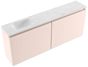 Mondiaz Ture DLux toiletmeubel 120cm rosee met wastafel opalo links zonder kraangat