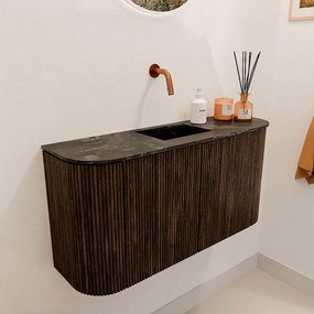 Mondiaz Joya DLux 85cm toiletmeubel ronding links/rechts walnut met wastafel faye midden zonder kraangat lava
