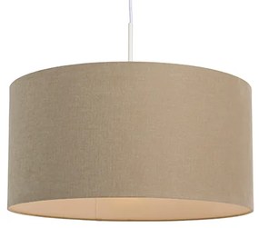 Landelijke hanglamp wit met lichtbruine kap 50cm - Combi