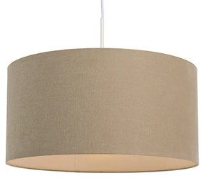 Stoffen Eettafel / Eetkamer Landelijke hanglamp wit met lichtbruine kap 50cm - Combi Modern E27 rond Binnenverlichting Lamp
