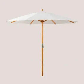 Parasol Ø290 Cm In Stof En Hout Cretas Gardenia Wit - Sklum