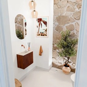 Mondiaz Joya DLux 50cm toiletmeubel ronding rechts ruby met wastafel faye links zonder kraangat frappe
