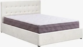 Bed Met Opklapbare Gestoffeerde Opbergruimte Abiel Gebroken Wit Chenille & 160 X 200 Cm & 160 X 200 Cm - Ivanor - Sklum