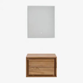 Jabari Teakhouten Badkamermeubelset Teakhout & Without Sink & Rechthoekige Led En Anticondens 60x70 Cm Riben & Zonder Kraan - Sklum
