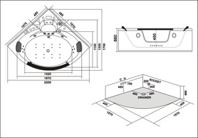 Plazan Orino whirlpool met heater 157x157cm