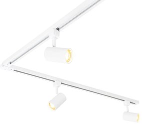 Modern railsysteem met 6 Spot / Opbouwspot / Plafondspots wit 1-fase 300cm - Iconic Jeana Modern GU10 rond Binnenverlichting Lamp