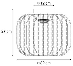 Stoffen Japandi plafondlamp goud met beige kap - PluniJapandi E27 Scandinavisch bol / globe / rond Binnenverlichting Lamp