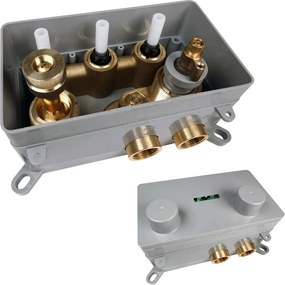 Brauer Stripe 3-weg inbouwthermostaat met drukknoppen gunmetal geborsteld PVD