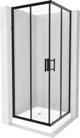 Mexen Rio vierkante douchecabine 70 x 70 cm, transparant, zwart + douchebak, wit - 860-070-070-70-00-4510