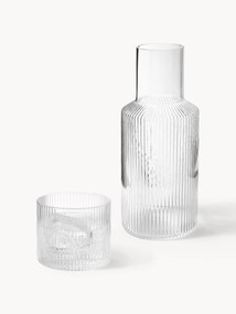 Handgeblazen kleine karaf Ripple met waterglas, 2-delig