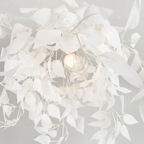Romantische plafondlamp wit met blaadjes - Feder Modern E27 rond Binnenverlichting Lamp