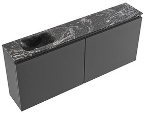 Mondiaz Ture DLux toiletmeubel 120cm dark grey met wastafel lava links met kraangat