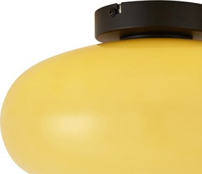 Retro plafondlamp zwart met geel glas 30cm - Glaze