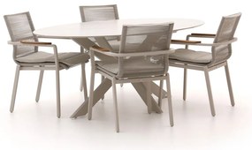 Diningset Bellagio  | 4 personen sintered stone | Tuinset stapelbaar | 5-delig | Kees Smit Tuinmeubelen