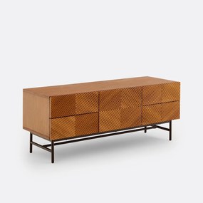 TV-meubel met fineer, met reliëffront, 120 cm breed, JEREM