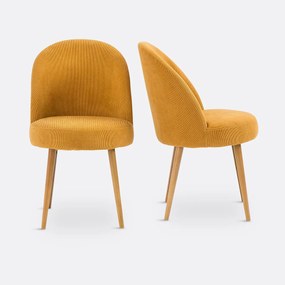 Set van 2 tafelfauteuils in geribd fluweel, Lenou